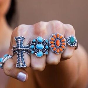 American West by Carolyn Pollack Sterling Silver & Spiny Oyster Cluster Ring